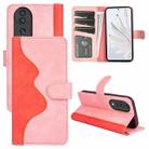 For Honor 70 Stitching Horizontal Flip Leather Phone Case(Pink Red) - 1