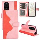 For Honor 70 Pro Stitching Horizontal Flip Leather Phone Case(Pink Red) - 1