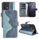 For OPPO Reno8 Stitching Horizontal Flip Leather Phone Case(Blue) - 1