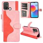 For ZTE Blade A52 Stitching Horizontal Flip Leather Phone Case(Pink Red) - 1