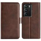 For ZTE Axon 40 Ultra Dual-side Magnetic Buckle Leather Phone Case(Brown) - 1