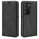 For ZTE Axon 40 Ultra Retro-skin  Magnetic Suction Leather Phone Case(Black) - 1