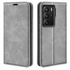 For ZTE Axon 40 Ultra Retro-skin  Magnetic Suction Leather Phone Case(Grey) - 1