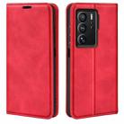 For ZTE Axon 40 Ultra Retro-skin  Magnetic Suction Leather Phone Case(Red) - 1