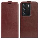 For ZTE Axon 40 Ultra R64 Texture Vertical Flip Leather Phone Case(Brown) - 1