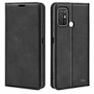 For ZTE Blade A52 Retro-skin Magnetic Suction Leather Phone Case(Black) - 1