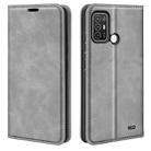 For ZTE Blade A52 Retro-skin Magnetic Suction Leather Phone Case(Grey) - 1