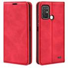 For ZTE Blade A52 Retro-skin Magnetic Suction Leather Phone Case(Red) - 1