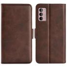 For Motorola Moto G42 Dual-side Magnetic Buckle Leather Phone Case(Brown) - 1