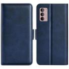 For Motorola Moto G42 Dual-side Magnetic Buckle Leather Phone Case(Dark Blue) - 1