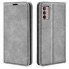 For Motorola Moto G42 Retro-skin Magnetic Suction Leather Phone Case(Grey) - 1