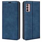 For Motorola Moto G42 Retro-skin Magnetic Suction Leather Phone Case(Dark Blue) - 1