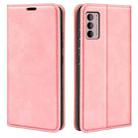 For Motorola Moto G42 Retro-skin Magnetic Suction Leather Phone Case(Pink) - 1