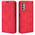 For Motorola Moto G42 Retro-skin Magnetic Suction Leather Phone Case(Red) - 1