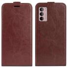 For Motorola Moto G42 R64 Texture Vertical Flip Leather Phone Case(Brown) - 1