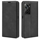 For ZTE Axon 40 Pro Retro-skin  Magnetic Suction Leather Phone Case(Black) - 1