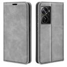 For ZTE Axon 40 Pro Retro-skin  Magnetic Suction Leather Phone Case(Grey) - 1