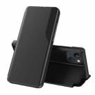 For iPhone 14 Side Display Flip Leather Phone Case (Black) - 1