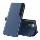 For iPhone 14 Pro Max Side Display Flip Leather Phone Case (Blue) - 1