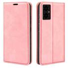 For Xiaomi Poco M4 5G Retro-skin Magnetic Suction Leather Phone Case(Pink) - 1
