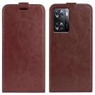 For OPPO A57 4G 2022 R64 Texture Vertical Flip Leather Phone Case(Brown) - 1