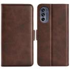 For Motorola G62 5G Dual-side Magnetic Buckle Horizontal Flip Leather Phone Case(Brown) - 1