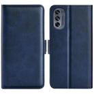 For Motorola G62 5G Dual-side Magnetic Buckle Horizontal Flip Leather Phone Case(Dark Blue) - 1