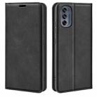 For Motorola G62 5G Retro-skin  Magnetic Suction Leather Phone Case(Black) - 1