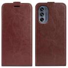 For Motorola Moto G62 5G R64 Texture Vertical Flip Leather Phone Case(Brown) - 1
