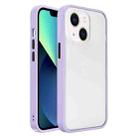For iPhone 14 Plus Frosted Skin Feel PC Contrast Color Button Phone Case (Purple) - 1