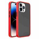 For iPhone 14 Pro Frosted Skin Feel PC Contrast Color Button Phone Case(Red+Black) - 1