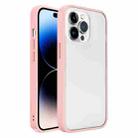 For iPhone 14 Pro Frosted Skin Feel PC Contrast Color Button Phone Case(Pink) - 1