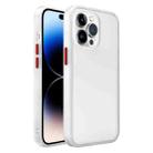 For iPhone 14 Pro Frosted Skin Feel PC Contrast Color Button Phone Case(White) - 1