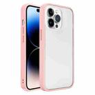 For iPhone 14 Pro Max Frosted Skin Feel PC Contrast Color Button Phone Case (Pink) - 1