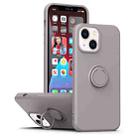 For iPhone 14 Ring Kickstand Silicone Phone Case (Khaki) - 1