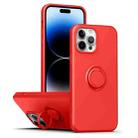 For iPhone 14 Pro Ring Kickstand Silicone Phone Case(Red) - 1