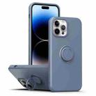 For iPhone 14 Pro Ring Kickstand Silicone Phone Case(Gray) - 1