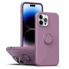 For iPhone 14 Pro Ring Kickstand Silicone Phone Case(Dark Purple) - 1