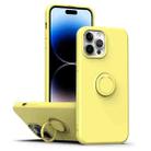 For iPhone 14 Pro Ring Kickstand Silicone Phone Case(Yellow) - 1