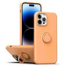 For iPhone 14 Pro Max Ring Kickstand Silicone Phone Case (Orange) - 1