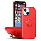 For iPhone 14 Plus Ring Kickstand Silicone Phone Case (Red) - 1