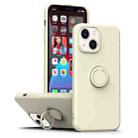 For iPhone 14 Plus Ring Kickstand Silicone Phone Case (Antique White) - 1