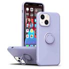 For iPhone 14 Plus Ring Kickstand Silicone Phone Case (Light Purple) - 1