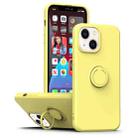 For iPhone 14 Plus Ring Kickstand Silicone Phone Case (Yellow) - 1