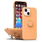 For iPhone 14 Plus Ring Kickstand Silicone Phone Case (Orange) - 1
