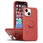 For iPhone 14 Plus Ring Kickstand Silicone Phone Case (Hawthorn Red) - 1