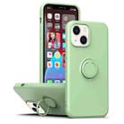 For iPhone 14 Plus Ring Kickstand Silicone Phone Case (Mint Green) - 1