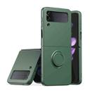 Silicone Integrated Ring Buckle Mobile Phone Case For Samsung Galaxy Z Flip4(ArmyGreen) - 1