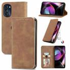 For Motorola Moto G 2022 Retro Skin Feel Magnetic Leather Phone Case(Brown) - 1