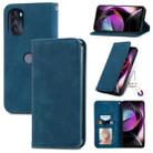 For Motorola Moto G 2022 Retro Skin Feel Magnetic Leather Phone Case(Blue) - 1